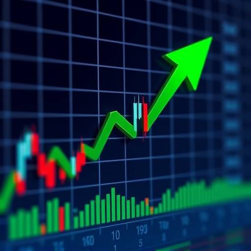 Grafico che mostra l'andamento del FTSE MIB con una freccia verde che indica una tendenza al rialzo