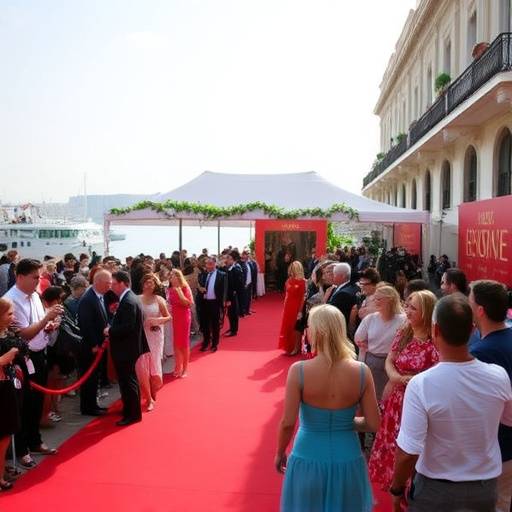 Il red carpet del Festival del Cinema di Venezia con attori e registi.