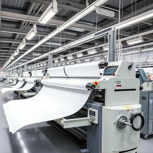 Macchinari moderni in una fabbrica tessile in Lombardia