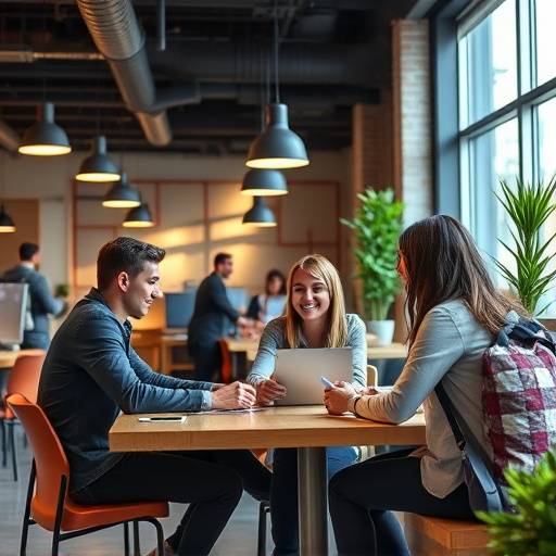 Un giovane professionista che lavora in un ambiente di coworking, simboleggiando le nuove tendenze nel mondo del lavoro