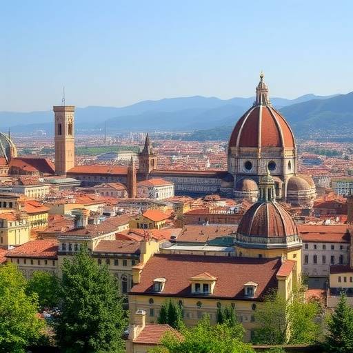 Vista panoramica di Firenze con il Duomo in primo piano